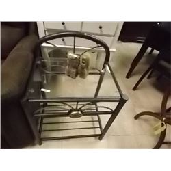 NEW METAL AND GLASS END TABLE