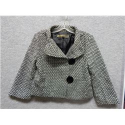 JACKET - (TAG CHECK CANT READ BRAND!)  SOUTHLY COLLECTION - WHITE AND BLACK CHECKERBOARD PATTERN - S