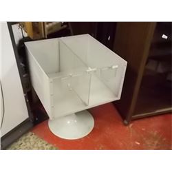 COMMERCIAL METAL STORE DISPLAY BIN ON PEDESTAL - GREY - CAN BE 1 OR 2 COMPARTMENT