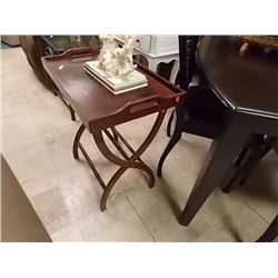 MAHOGANY SERVING TRAY AND STAND