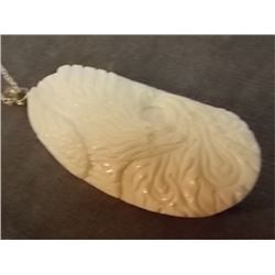 NECKLACE - STUNNING 3" CARVED BUFFALO BONE NECKLACE- PHOENIX DESIGN - ON STERLING SILVER CHAIN