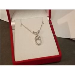 NECKLACE - STERLING SILVER - HUGS AND KISSED DESIGN  (XO) - WITH GENUINE DIAMONDS - RETAIL ~$250