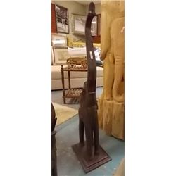 HAND CRAFTED CARVED ELEPHANT -  ~ 3' TALL