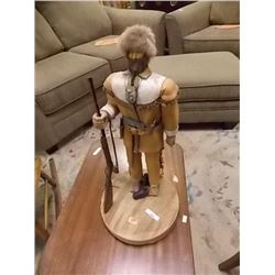 FOLK ART - MOUNTAIN MAN STATUE - LEATHER AND REAL FUR