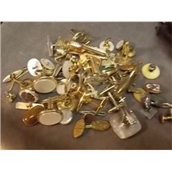 BOX ASSORTED VINTAGE AND OTHER CUFFLINK - SOME SETS - SOME SILVER