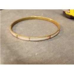 COPPER BRACLET - 2 3/8" DIAMETER - FULL CIRCLE - INLAID WITH ABALONE