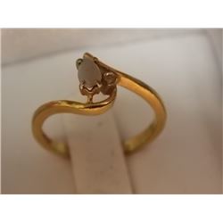 RING - NON-FEROUS - CLEAR RHINESTONES AND OPAL