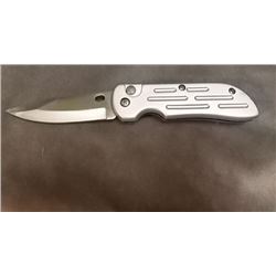 KNIFE - NEW - QUICK ASSISTED OPENING - STAINLESS STEEL WITH BELT CLIP