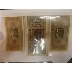 MONEY'S - WWII NAZI GERMANY EAGLE & SWASTIKA REICHMARK BILLS - 3 X BID