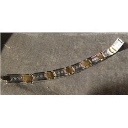 BRACLET - 2-TONE STAINLESS STEEL WITH GREEK MOTIF ESTIMATED RETAIL $60