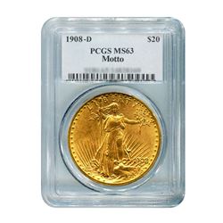 1908-D $20 Saint Gaudens WM PCGS MS63