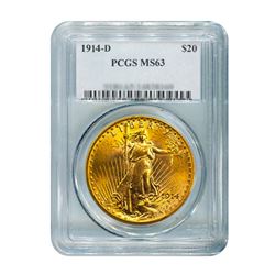 1914-D $20 Saint Gaudens PCGS MS63