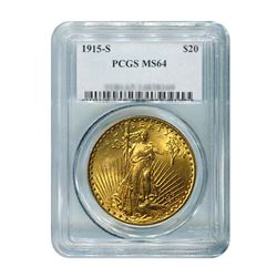 1915-S $20 Saint Gaudens PCGS MS64