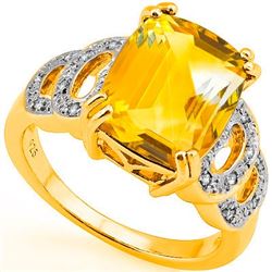 Natural Citrine & Diamond Ring