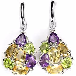 Natural Multi Gemstone Earrings