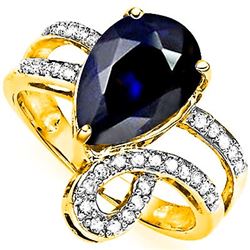 Natural Midnight Blue/Black Sapphire & Diamond Ring