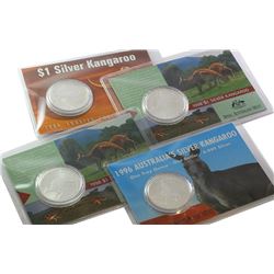 Australia, One Dollar, Elizabeth II, 1996 to 2004, Uncirculated silver Kangaroos