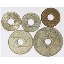 British West Africa, One tenth of a penny to Penny, 1908 to 1952