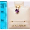 Image 2 : 14K GOLD AMETHYST HEART-SHAPED PENDANT
