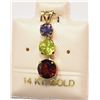 Image 1 : 14K GOLD GARNET, PERIDOT, & IOLITE PENDANT