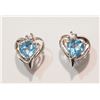 Image 1 : 10K GOLD BLUE TOPAZ HEART-SHAPED EARRINGS