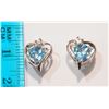 Image 2 : 10K GOLD BLUE TOPAZ HEART-SHAPED EARRINGS