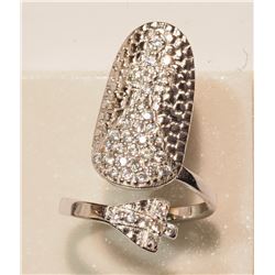 STERLING SILVER CUBIC ZIRCONIA NAIL RING