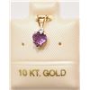 Image 1 : 10K GOLD AMETHYST & WHITE SAPPHIRE HEART-SHAPED