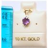 Image 2 : 10K GOLD AMETHYST & WHITE SAPPHIRE HEART-SHAPED