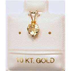 10K GOLD CITRINE HEART-SHAPED PENDANT