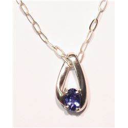 STERLING SILVER TANZANITE PENDANT NECKLACE WITH COA