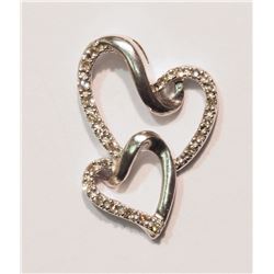STERLING SILVER DIAMOND(0.10CT) HEART DESIGN PENDANT W/ COA