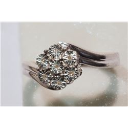 STERLING SILVER DIAMOND RING WITH COA