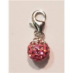 STERLING SILVER PINK CUBIC CRYSTAL PENDANT
