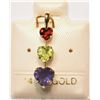 Image 1 : 14K GOLD IOLITE, PERIDOT, GARNET HEART-SHAPED W/ COA