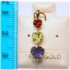 Image 2 : 14K GOLD IOLITE, PERIDOT, GARNET HEART-SHAPED W/ COA
