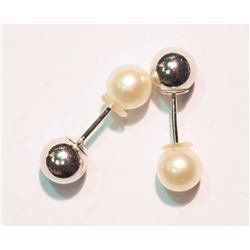 STERLING SILVER REVERSIBLE 2 IN 1 PEARL EARRINGS
