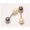 Image 1 : STERLING SILVER REVERSIBLE 2 IN 1 PEARL EARRINGS