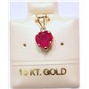 Image 1 : 10K GOLD RUBY & AQUAMARINE HEART-SHAPED W/ COA