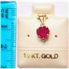 Image 2 : 10K GOLD RUBY & AQUAMARINE HEART-SHAPED W/ COA