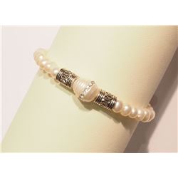 FRESHWATER PEARL & CUBIC BRACELET