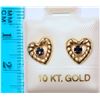 Image 2 : 10K GOLD SAPPHIRE HEART DESIGN EARRINGS
