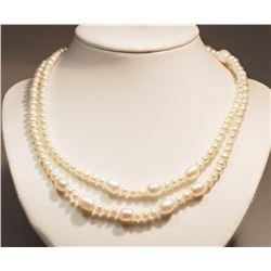 NATURAL PEARL LONG NECKLACE W/ COA