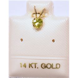 14K GOLD PERIDOT HEART-SHAPED PENDANT