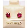 Image 1 : 10K GOLD CREATED RUBY HEART-SHAPED EARRINGS