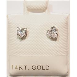 14K GOLD CUBIC ZIRCONIA HEART-SHAPED EARRINGS