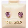Image 1 : 10K GOLD AMETHYST HEART-SHAPED EARRINGS