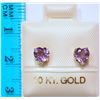 Image 2 : 10K GOLD AMETHYST HEART-SHAPED EARRINGS