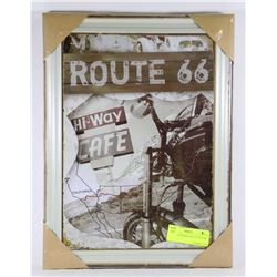 ROUTE 66 FRAMED METAL PICTURE