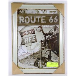 ROUTE 66 FRAMED METAL PICTURE